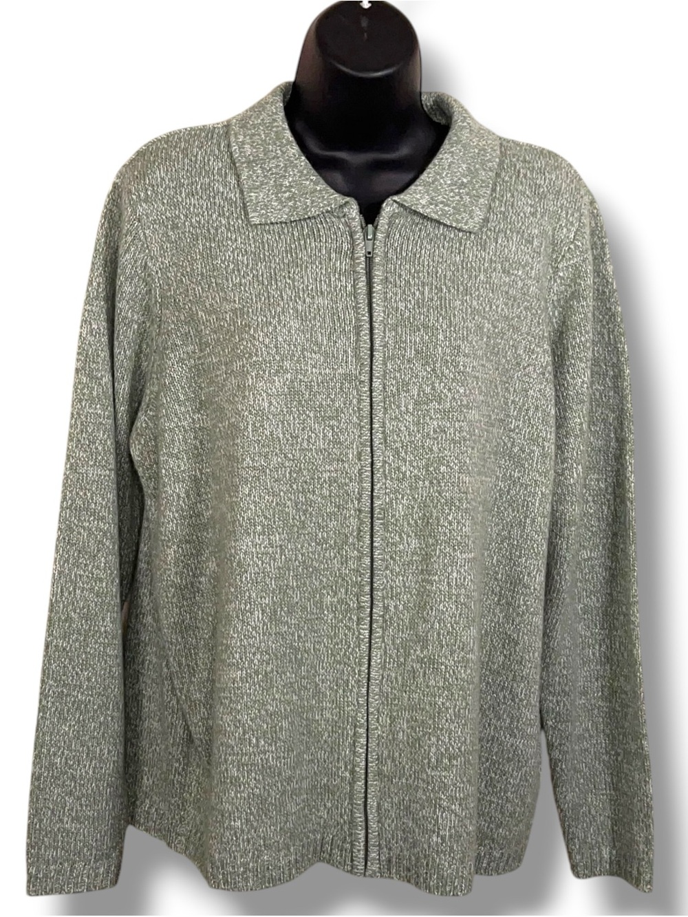 Vintage 90s Era Medium Blair Oversized Sage Green Cardigan Sweater Knit Acrylic
